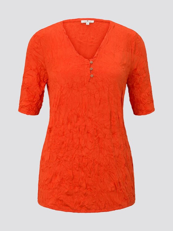 Strukturiertes Crincle-T-Shirt mit elastischem Bund - Frauen - strong flame orange Strukturiertes Crincle-T-Shirt mit elastischem Bund - Frauen - strong flame orange - 7 - TOM TAILOR