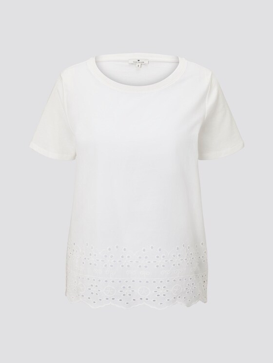 T-Shirt mit Lochstickerei - Frauen - Whisper White T-Shirt mit Lochstickerei - Frauen - Whisper White - 7 - TOM TAILOR