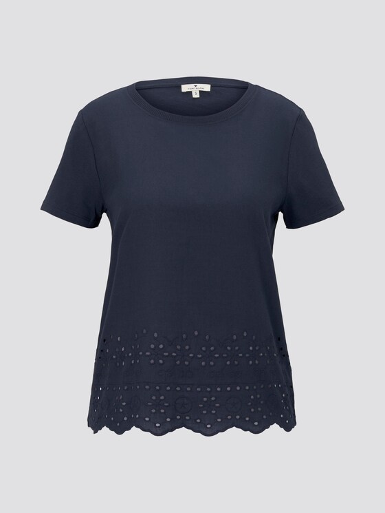 T-Shirt mit Lochstickerei - Frauen - Real Navy Blue T-Shirt mit Lochstickerei - Frauen - Real Navy Blue - 7 - TOM TAILOR