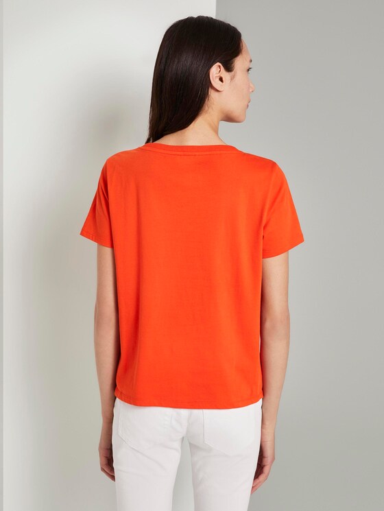 T-Shirt mit Lochstickerei - Frauen - strong flame orange T-Shirt mit Lochstickerei - Frauen - strong flame orange - 2 - TOM TAILOR