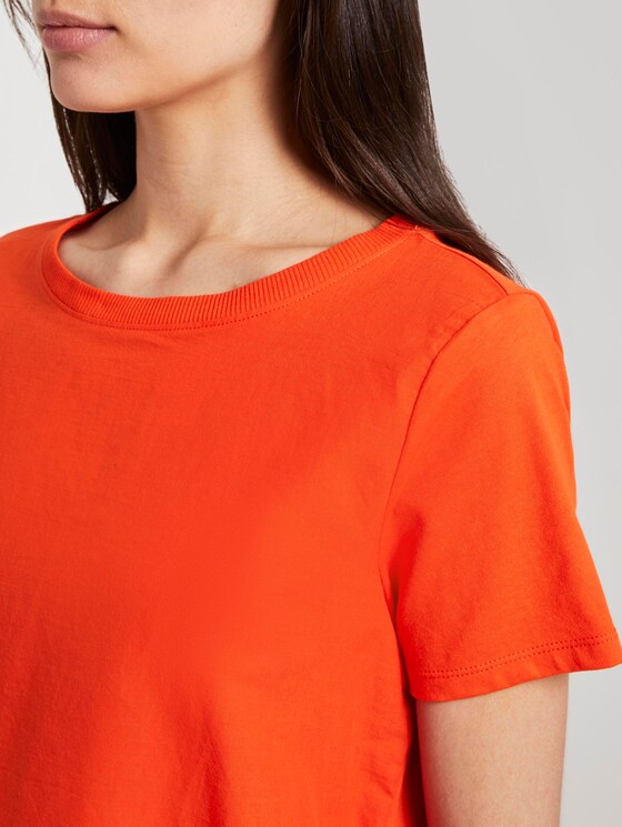 T-Shirt mit Lochstickerei - Frauen - strong flame orange T-Shirt mit Lochstickerei - Frauen - strong flame orange - 9 - TOM TAILOR