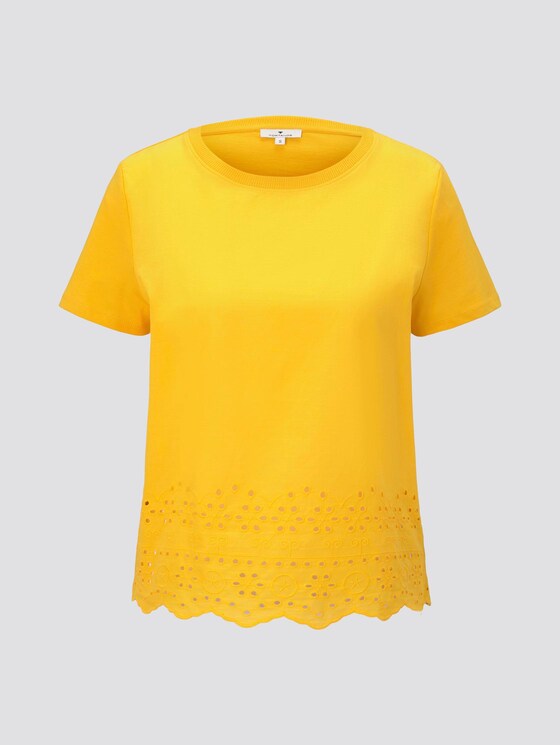 T-Shirt mit Lochstickerei - Frauen - deep golden yellow T-Shirt mit Lochstickerei - Frauen - deep golden yellow - 7 - TOM TAILOR