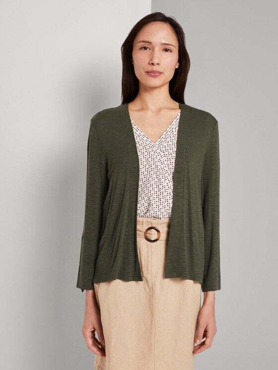 Shirt-Cardigan mit gerafften Ärmeln - Frauen - Woodland Green Shirt-Cardigan mit gerafften Ärmeln - Frauen - Woodland Green - 1 - TOM TAILOR