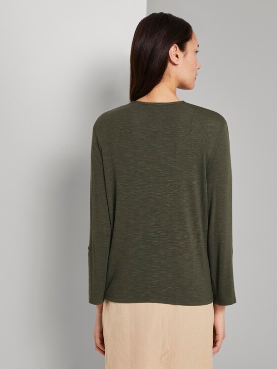 Shirt-Cardigan mit gerafften Ärmeln - Frauen - Woodland Green Shirt-Cardigan mit gerafften Ärmeln - Frauen - Woodland Green - 2 - TOM TAILOR
