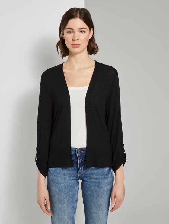 Shirt-Cardigan mit gerafften Ärmeln - Frauen - deep black Shirt-Cardigan mit gerafften Ärmeln - Frauen - deep black - 1 - TOM TAILOR