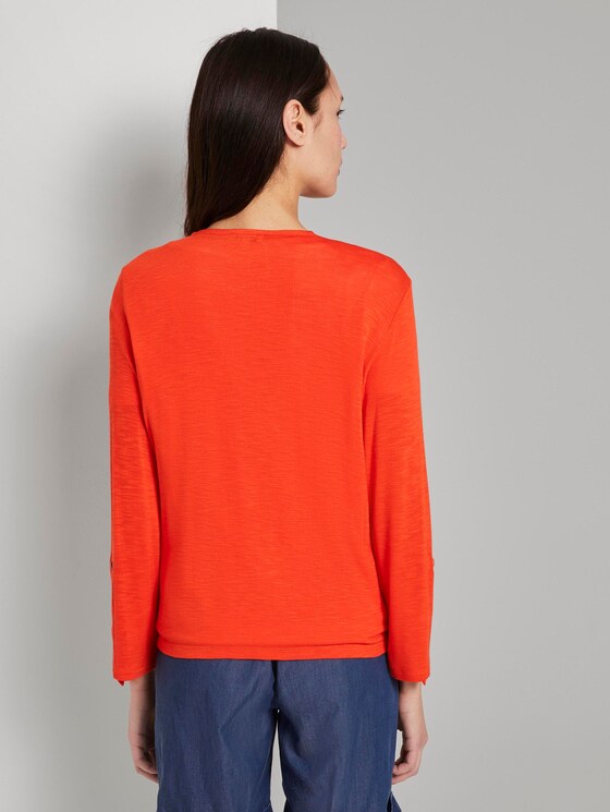 Shirt-Cardigan mit gerafften Ärmeln - Frauen - strong flame orange Shirt-Cardigan mit gerafften Ärmeln - Frauen - strong flame orange - 2 - TOM TAILOR
