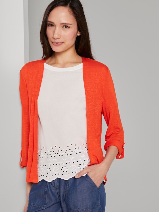 Shirt-Cardigan mit gerafften Ärmeln - Frauen - strong flame orange Shirt-Cardigan mit gerafften Ärmeln - Frauen - strong flame orange - 5 - TOM TAILOR