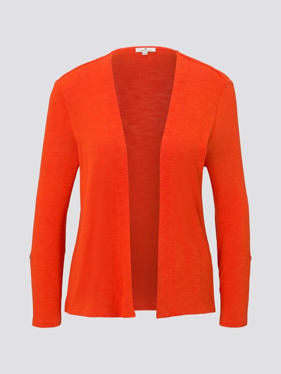 Shirt-Cardigan mit gerafften Ärmeln - Frauen - strong flame orange Shirt-Cardigan mit gerafften Ärmeln - Frauen - strong flame orange - 7 - TOM TAILOR