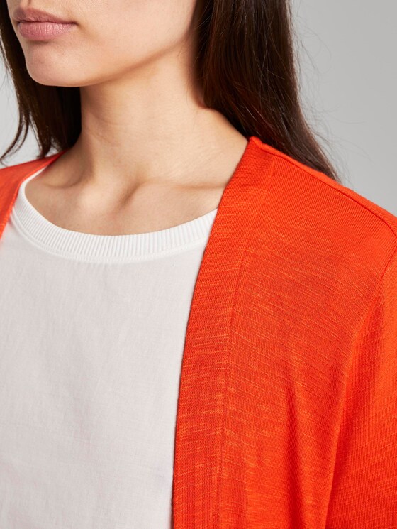 Shirt-Cardigan mit gerafften Ärmeln - Frauen - strong flame orange Shirt-Cardigan mit gerafften Ärmeln - Frauen - strong flame orange - 9 - TOM TAILOR