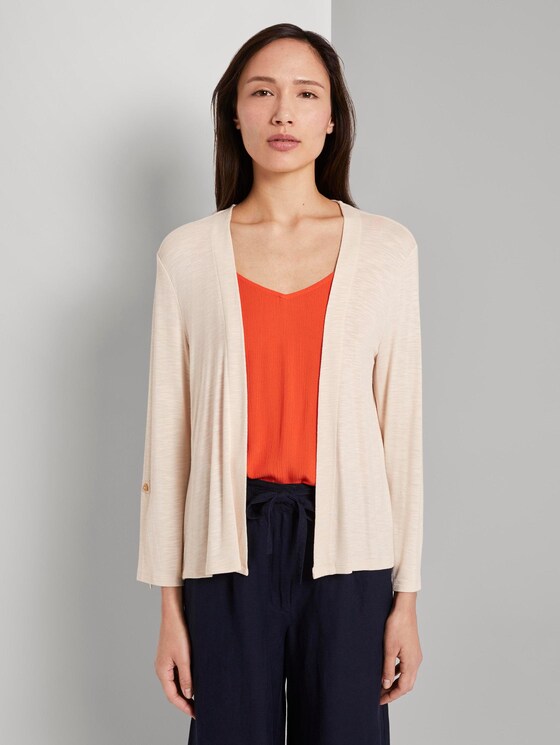 Shirt-Cardigan mit gerafften Ärmeln - Frauen - soft vanilla Shirt-Cardigan mit gerafften Ärmeln - Frauen - soft vanilla - 1 - TOM TAILOR
