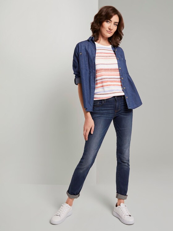 Bunt gestreiftes T-Shirt - Frauen - mauve painted stripe Bunt gestreiftes T-Shirt - Frauen - mauve painted stripe - 3 - TOM TAILOR