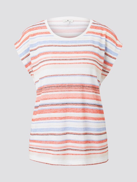 Bunt gestreiftes T-Shirt - Frauen - mauve painted stripe Bunt gestreiftes T-Shirt - Frauen - mauve painted stripe - 7 - TOM TAILOR