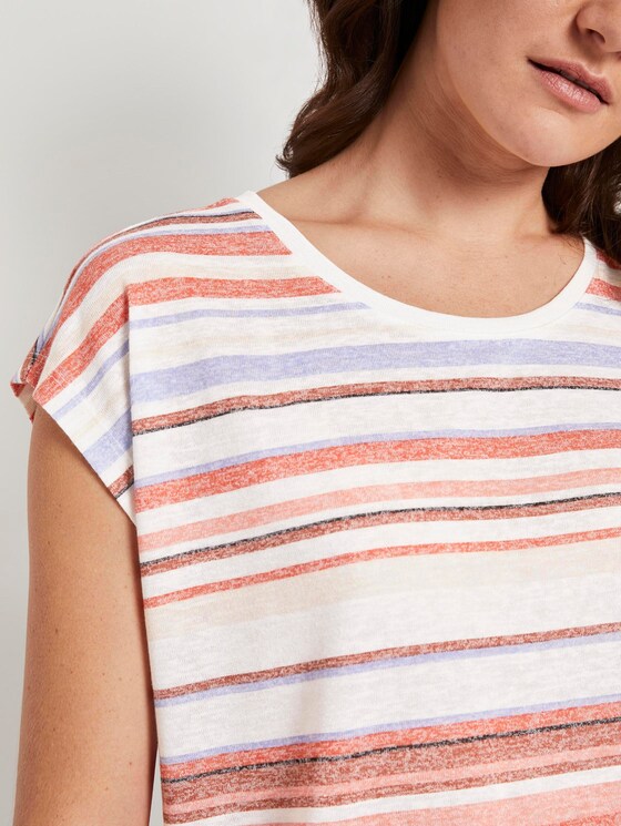 Bunt gestreiftes T-Shirt - Frauen - mauve painted stripe Bunt gestreiftes T-Shirt - Frauen - mauve painted stripe - 9 - TOM TAILOR