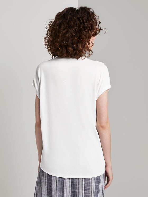 T-shirt met Henley hals in materiaalmix - Vrouwen - Whisper White T-shirt met Henley hals in materiaalmix - Vrouwen - Whisper White - 2 - TOM TAILOR
