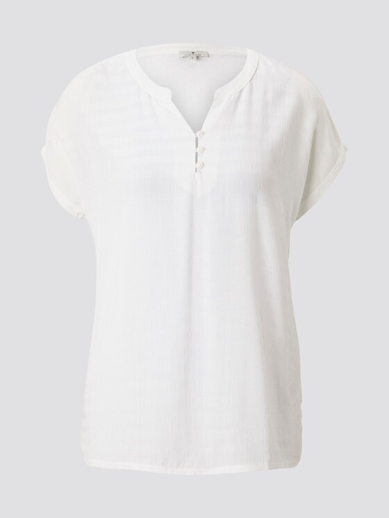 T-shirt met Henley hals in materiaalmix - Vrouwen - Whisper White T-shirt met Henley hals in materiaalmix - Vrouwen - Whisper White - 7 - TOM TAILOR