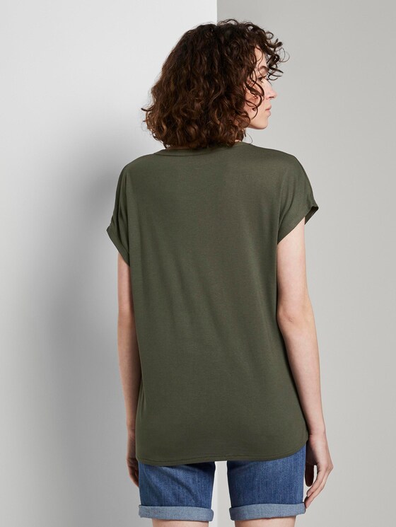 T-Shirt mit Henley-Ausschnitt im Materialmix - Frauen - Woodland Green T-Shirt mit Henley-Ausschnitt im Materialmix - Frauen - Woodland Green - 2 - TOM TAILOR
