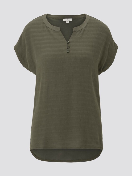 T-Shirt mit Henley-Ausschnitt im Materialmix - Frauen - Woodland Green T-Shirt mit Henley-Ausschnitt im Materialmix - Frauen - Woodland Green - 7 - TOM TAILOR