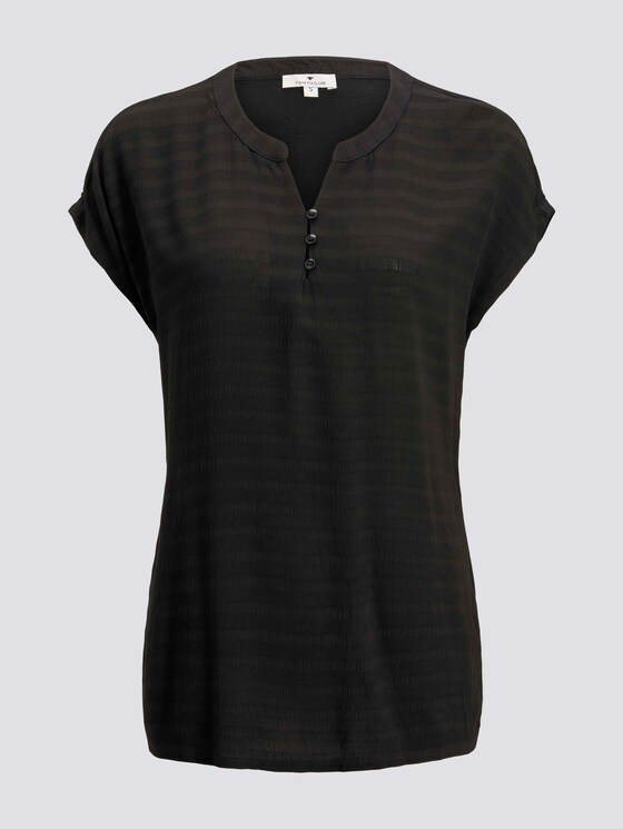T-Shirt mit Henley-Ausschnitt im Materialmix - Frauen - Deep Black T-Shirt mit Henley-Ausschnitt im Materialmix - Frauen - Deep Black - 7 - TOM TAILOR