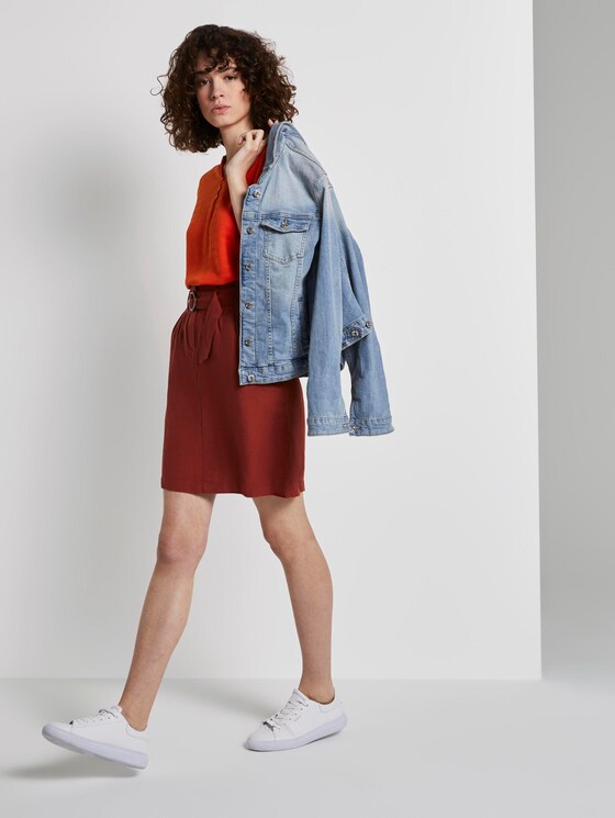 T-Shirt mit Henley-Ausschnitt im Materialmix - Frauen - strong flame orange T-Shirt mit Henley-Ausschnitt im Materialmix - Frauen - strong flame orange - 3 - TOM TAILOR