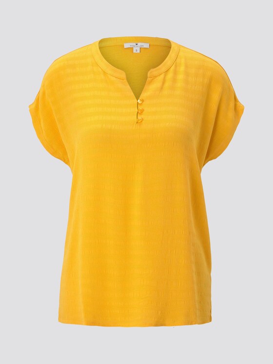 T-Shirt mit Henley-Ausschnitt im Materialmix - Frauen - deep golden yellow T-Shirt mit Henley-Ausschnitt im Materialmix - Frauen - deep golden yellow - 7 - TOM TAILOR