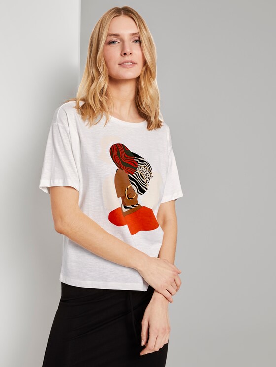 Lockeres T-Shirt mit Print - Frauen - Whisper White Lockeres T-Shirt mit Print - Frauen - Whisper White - 5 - TOM TAILOR