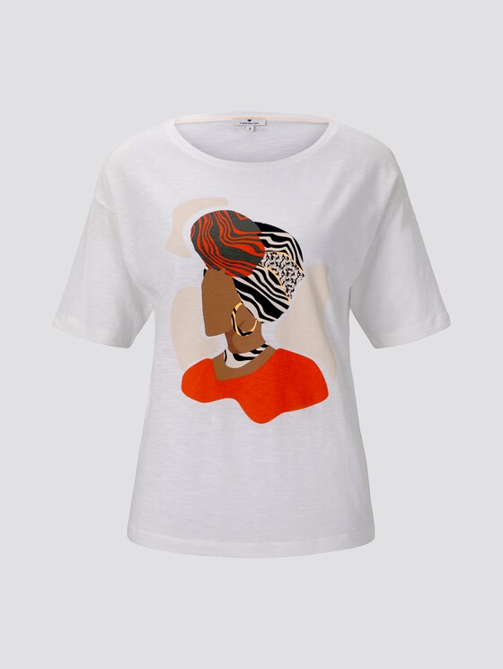 Lockeres T-Shirt mit Print - Frauen - Whisper White Lockeres T-Shirt mit Print - Frauen - Whisper White - 7 - TOM TAILOR