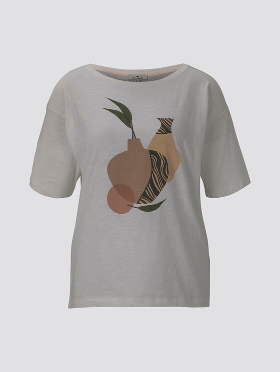 Lockeres T-Shirt mit Print - Frauen - Dove White Lockeres T-Shirt mit Print - Frauen - Dove White - 7 - TOM TAILOR