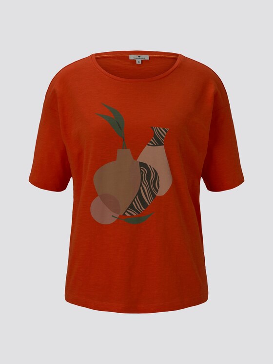 Lockeres T-Shirt mit Print - Frauen - strong flame orange Lockeres T-Shirt mit Print - Frauen - strong flame orange - 7 - TOM TAILOR