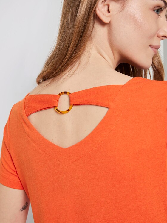 T-Shirt mit Ringdetail am Rücken - Frauen - strong flame orange T-Shirt mit Ringdetail am Rücken - Frauen - strong flame orange - 10 - TOM TAILOR