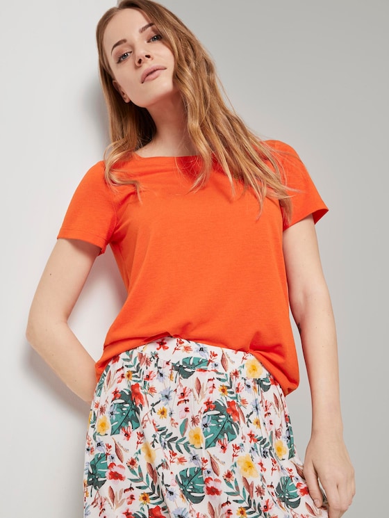 T-Shirt mit Ringdetail am Rücken - Frauen - strong flame orange T-Shirt mit Ringdetail am Rücken - Frauen - strong flame orange - 5 - TOM TAILOR