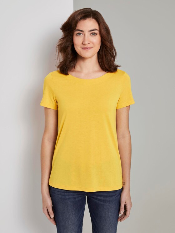 T-Shirt mit Ringdetail am Rücken - Frauen - deep golden yellow T-Shirt mit Ringdetail am Rücken - Frauen - deep golden yellow - 1 - TOM TAILOR