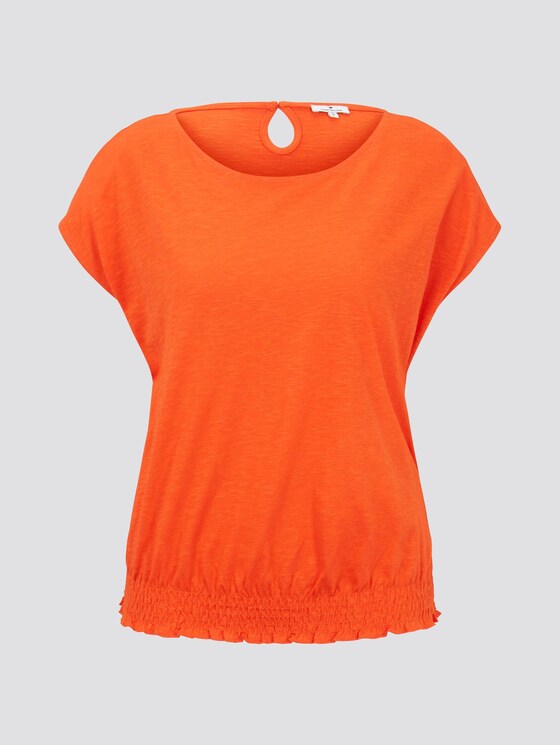 T-Shirt mit Smocking-Detail am Bund - Frauen - strong flame orange T-Shirt mit Smocking-Detail am Bund - Frauen - strong flame orange - 7 - TOM TAILOR