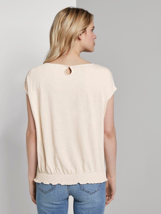 T-shirt with smocking details on the waistband - Women - soft vanilla T-shirt with smocking details on the waistband - Women - soft vanilla - 2 - TOM TAILOR