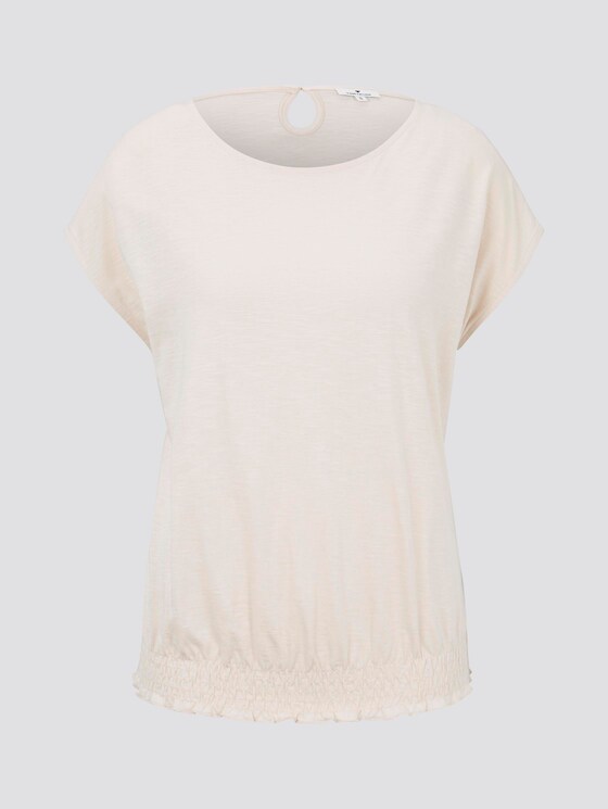 T-shirt with smocking details on the waistband - Women - soft vanilla T-shirt with smocking details on the waistband - Women - soft vanilla - 7 - TOM TAILOR
