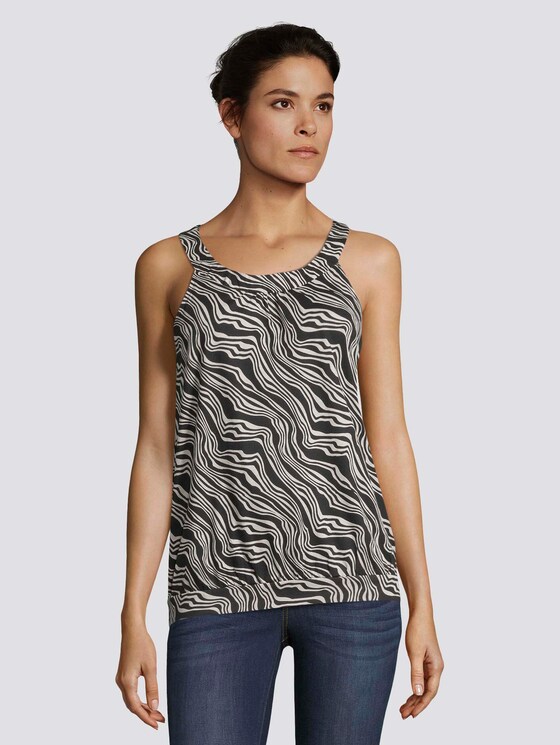 Gemustertes Top mit Neckholder-Kragen - Frauen - black wavy design Gemustertes Top mit Neckholder-Kragen - Frauen - black wavy design - 1 - TOM TAILOR