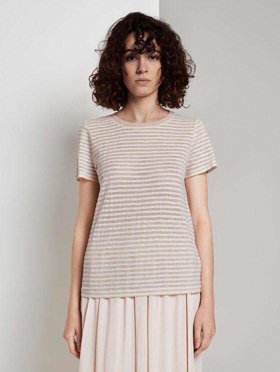 Gestreiftes T-Shirt - Frauen - vanilla offwhite stripes Gestreiftes T-Shirt - Frauen - vanilla offwhite stripes - 1 - TOM TAILOR