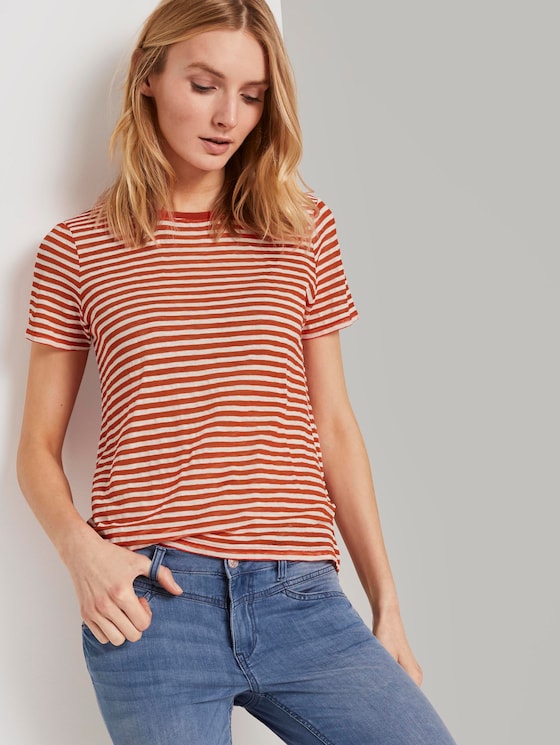 Gestreiftes T-Shirt - Frauen - orange offwhite stripes Gestreiftes T-Shirt - Frauen - orange offwhite stripes - 5 - TOM TAILOR