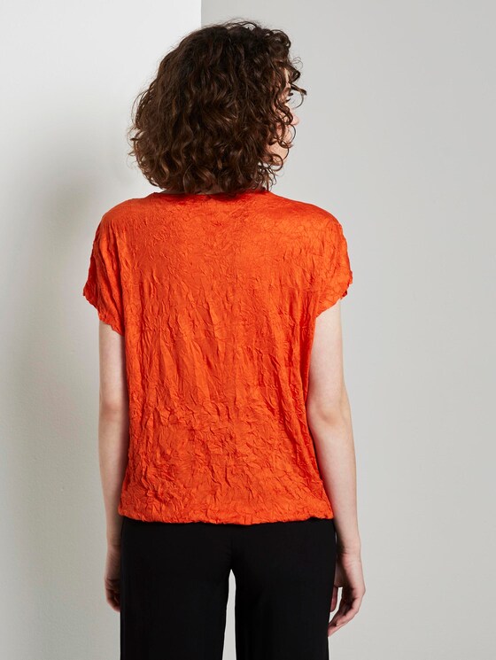 Crincle-T-Shirt mit elastischem Bund - Frauen - strong flame orange Crincle-T-Shirt mit elastischem Bund - Frauen - strong flame orange - 2 - TOM TAILOR