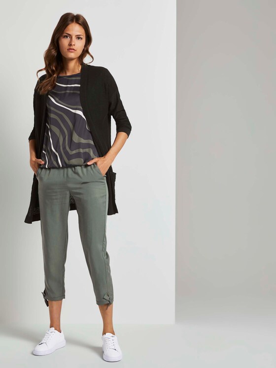Gemustertes T-Shirt im Material-Mix - Frauen - Deep Black Gemustertes T-Shirt im Material-Mix - Frauen - Deep Black - 3 - TOM TAILOR