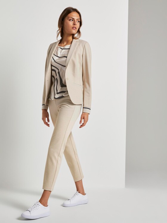 Patterned T-shirt in a material mix - Women - soft vanilla Patterned T-shirt in a material mix - Women - soft vanilla - 3 - TOM TAILOR