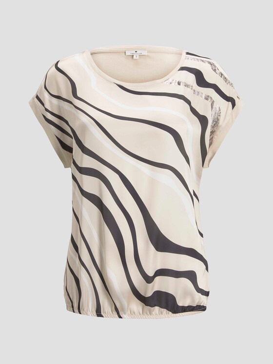Patterned T-shirt in a material mix - Women - soft vanilla Patterned T-shirt in a material mix - Women - soft vanilla - 7 - TOM TAILOR