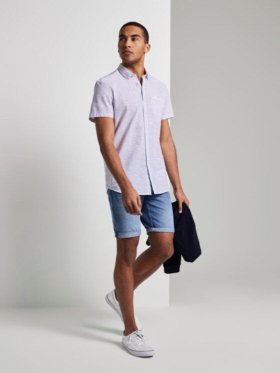 Fein gestreiftes Kurzarmhemd mit Brusttasche - Männer - white small fading stripe Fein gestreiftes Kurzarmhemd mit Brusttasche - Männer - white small fading stripe - 3 - TOM TAILOR Denim
