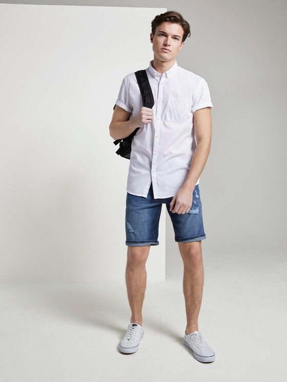 Strukturiertes Kurzarmhemd mit Brusttasche - Männer - Whisper-White Strukturiertes Kurzarmhemd mit Brusttasche - Männer - Whisper-White - 3 - TOM TAILOR Denim