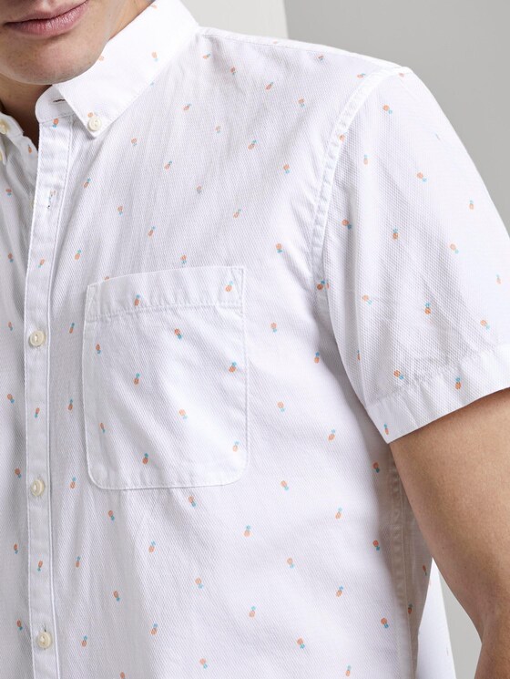 Strukturiertes Kurzarmhemd mit Brusttasche - Männer - white multi pineapple print Strukturiertes Kurzarmhemd mit Brusttasche - Männer - white multi pineapple print - 9 - TOM TAILOR Denim