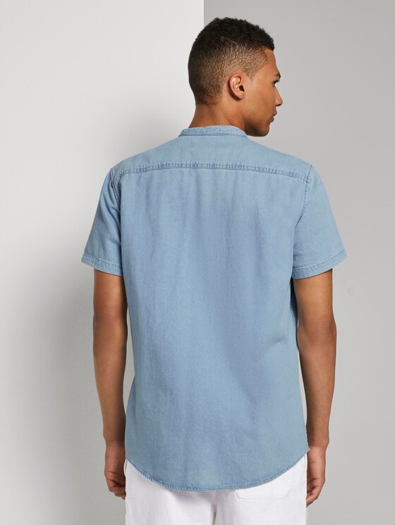 Kurzarm-Jeanshemd mit Mao-Kragen - Männer - Bleached Blue Denim Kurzarm-Jeanshemd mit Mao-Kragen - Männer - Bleached Blue Denim - 2 - TOM TAILOR Denim