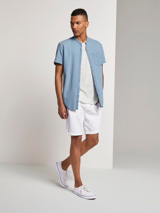 Kurzarm-Jeanshemd mit Mao-Kragen - Männer - Bleached Blue Denim Kurzarm-Jeanshemd mit Mao-Kragen - Männer - Bleached Blue Denim - 3 - TOM TAILOR Denim