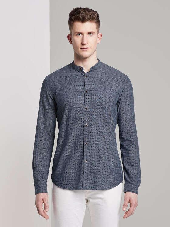 Gemustertes Hemd mit Turn-Ups und Mao-Kragen - Männer - navy country print Gemustertes Hemd mit Turn-Ups und Mao-Kragen - Männer - navy country print - 1 - TOM TAILOR Denim