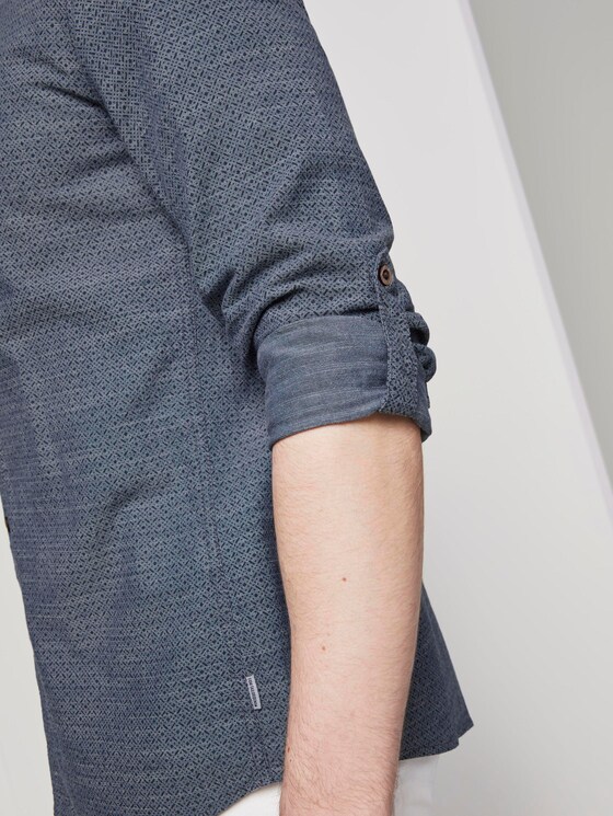 Gemustertes Hemd mit Turn-Ups und Mao-Kragen - Männer - navy country print Gemustertes Hemd mit Turn-Ups und Mao-Kragen - Männer - navy country print - 10 - TOM TAILOR Denim