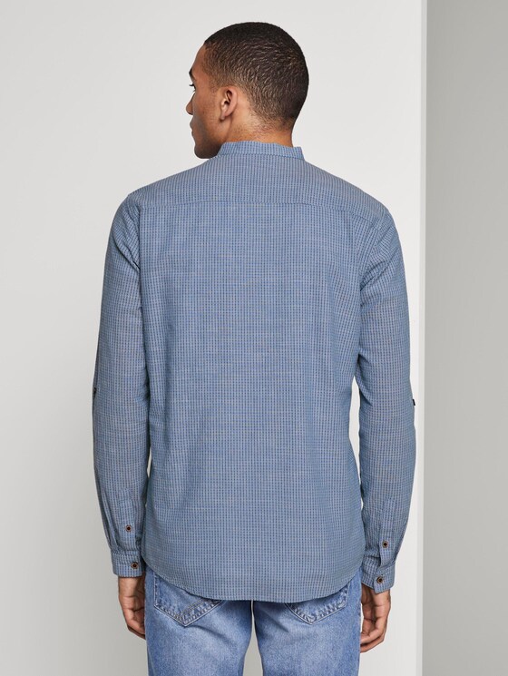 Gemustertes Hemd mit Turn-Ups und Mao-Kragen - Männer - blue small structure print Gemustertes Hemd mit Turn-Ups und Mao-Kragen - Männer - blue small structure print - 2 - TOM TAILOR Denim