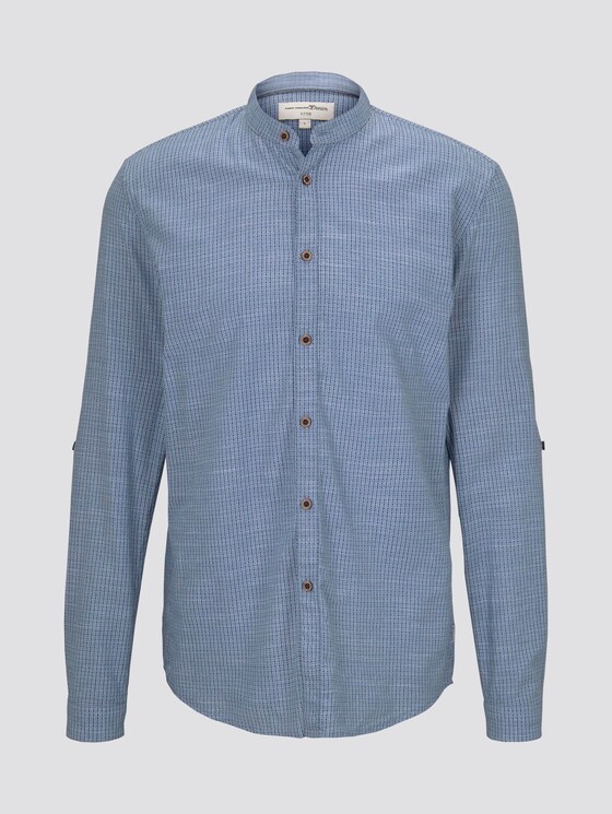 Gemustertes Hemd mit Turn-Ups und Mao-Kragen - Männer - blue small structure print Gemustertes Hemd mit Turn-Ups und Mao-Kragen - Männer - blue small structure print - 7 - TOM TAILOR Denim